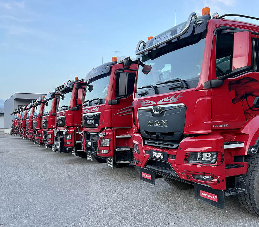 Flotte de camions d'André BORNET Fils Transports SA à Aproz (Nendaz) en Valais et en Suisse