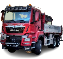 Camion de transport de matériaux d'André BORNET Fils Transports SA à Aproz (Nendaz) en Valais et en Suisse